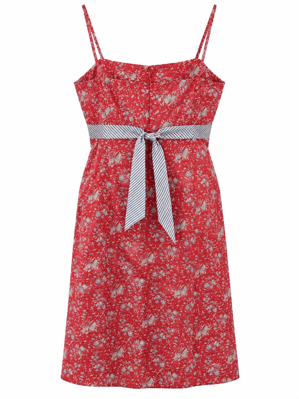 Ann Taylor Petites Red Floral 100% Cotton Tie-Back Dress 6P - Picture 4 of 4